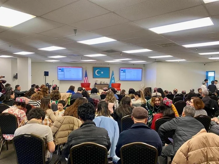 Families gathered for a community event